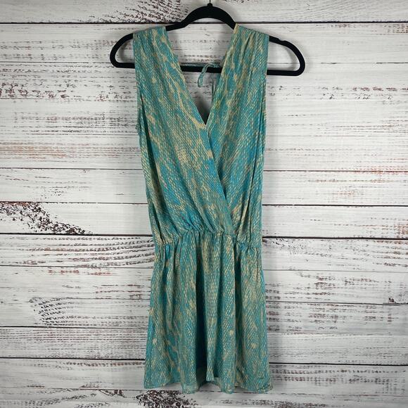 $217 Karina Grimaldi Women's Size S Turquoise Snake Print Silk Azalea Mini Dress - Picture 2 of 9
